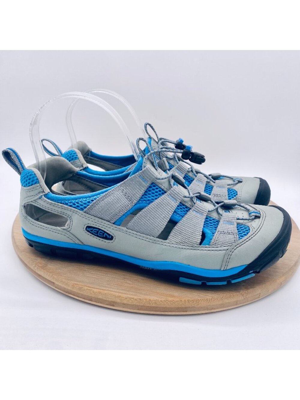 Keen Sandals Womens 8 Gray Blue Leather Gallatin Waterproof Fisherman Flats